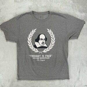 Hanes Shakespeare Graphic T-Shirt Thought is Free AP Lit Class Gray Large